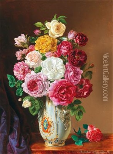 Bouquet Of Roses In A Vase Oil Painting - Henriette Barabas