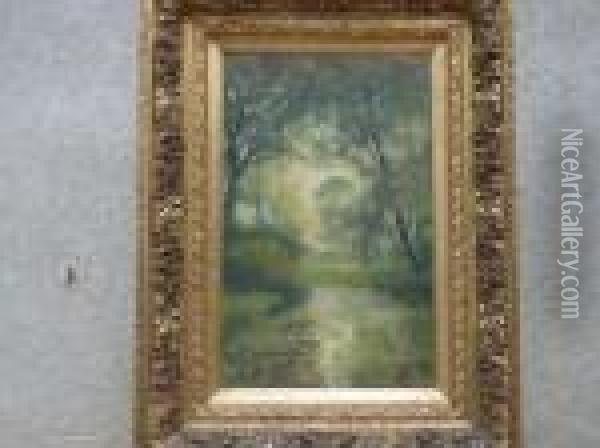 Paysage A La Riviere Oil Painting - Willem Charles L. Delsaux