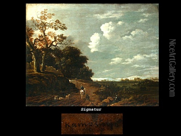 Landschaft Mit Reiter Oil Painting - Rafael Govaertsz Camphuysen