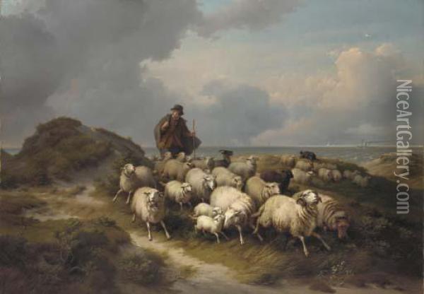 Un Berger Et Son Troupeau Oil Painting - Eugene Joseph Verboeckhoven