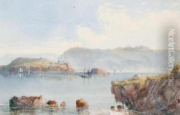 A View Of Drake's Island And Mount Edgcombe In Plymouth Sound Oil Painting - Philip Mitchell