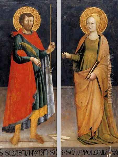 Sts Sebastian and Apollonia Oil Painting - Bicci Di Neri