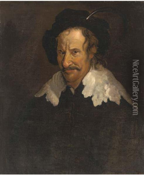 Portrait Of A Man In A Plummed Cap Oil Painting - Egbert Jaspersz. van, the Elder Heemskerck