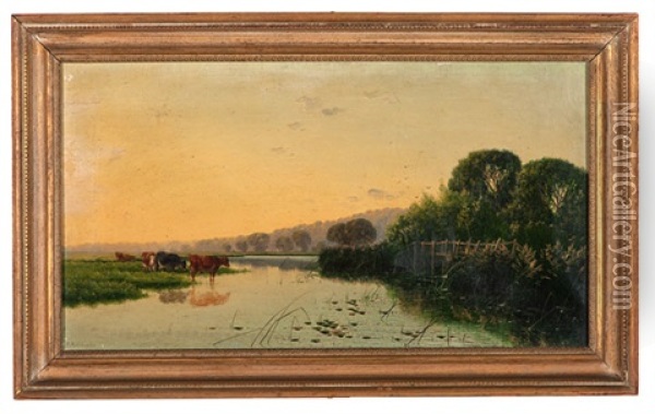 The Thames Near Oxford Oil Painting - Edwin Henry Boddington