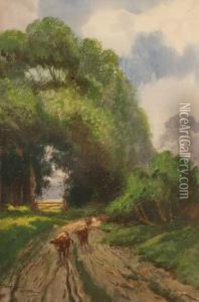 Paesaggio Con Buoi Oil Painting - John Campbell Mitchell