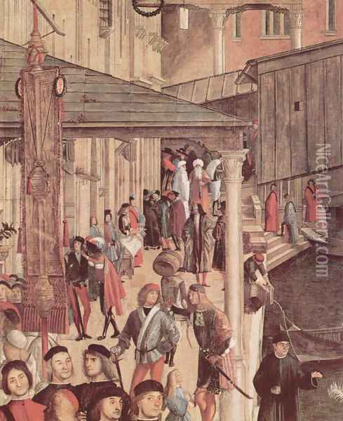 The miracle of the holy cross Reliquie, detail 2 Oil Painting - Vittore Carpaccio