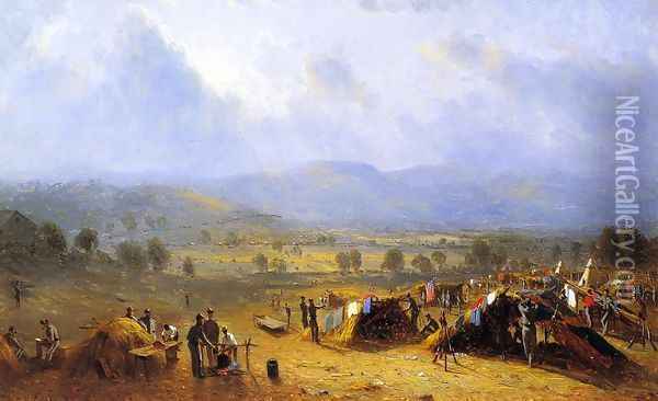 The Camp of the Seventh regiment near Frederick, Maryland Oil Painting - Sanford Robinson Gifford
