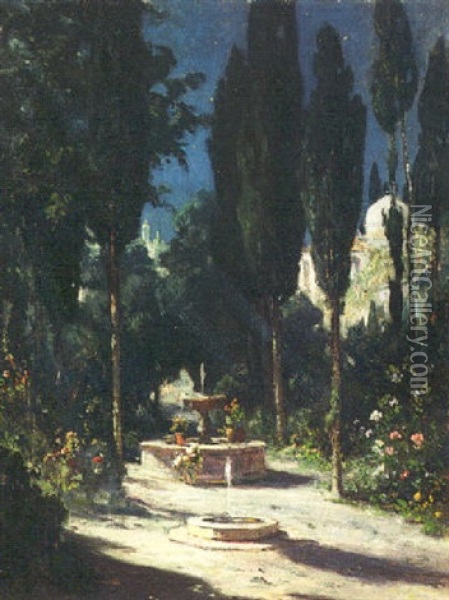 Garden Of Alcazar Oil Painting - Colin Campbell Cooper