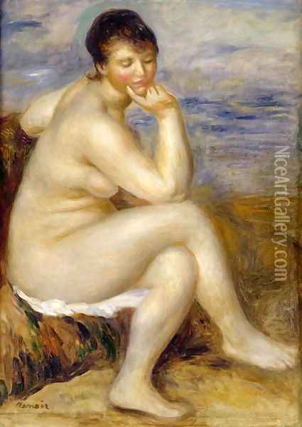 Bather Seated on a Rock 1882 Oil Painting - Pierre Auguste Renoir