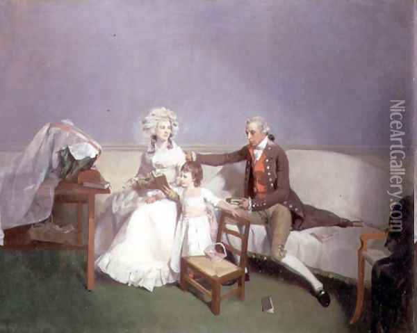 Sir Robert and Lady Buxton and their Daughter Anne, c.1786 Oil Painting - Henry Walton