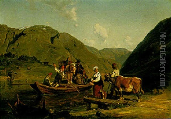 Bauern Am Fahranleger Oil Painting - Hermann Kauffmann the Elder