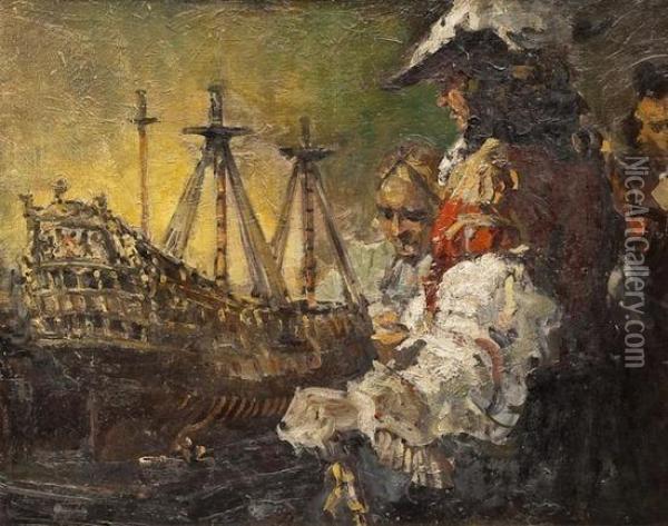 The Model Galleon Oil Painting - Edgar Bundy