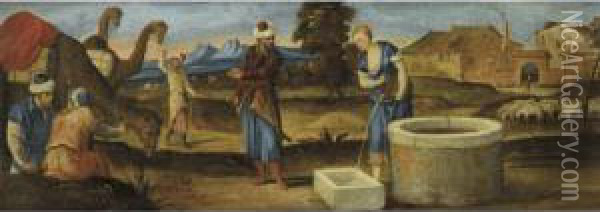 Rachel And Laban At The Well Oil Painting - Bonifacio Veronese (Pitati)