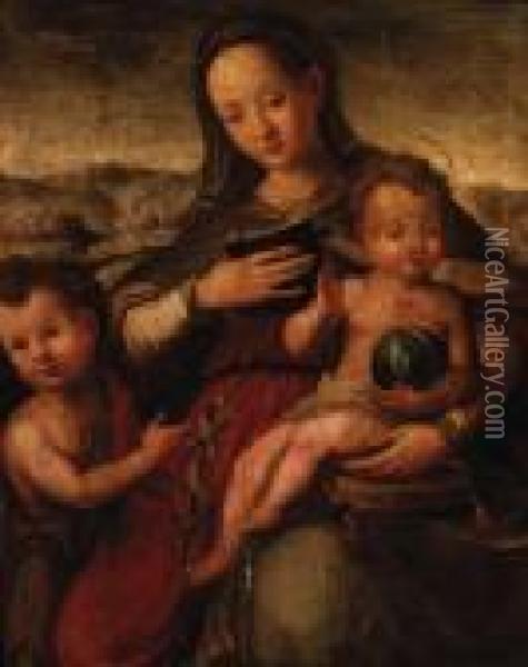 The Madonna And Child With The Infant Saint John The Baptist Oil Painting - Ventura Salimbeni