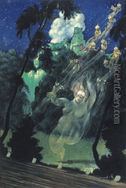Szellemek, Boszorkanytanc - Ghosts, Witch Dance Oil Painting - Almos Jaschik