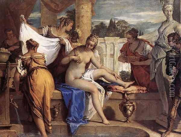 Bathsheba in her Bath c. 1725 Oil Painting - Sebastiano Ricci