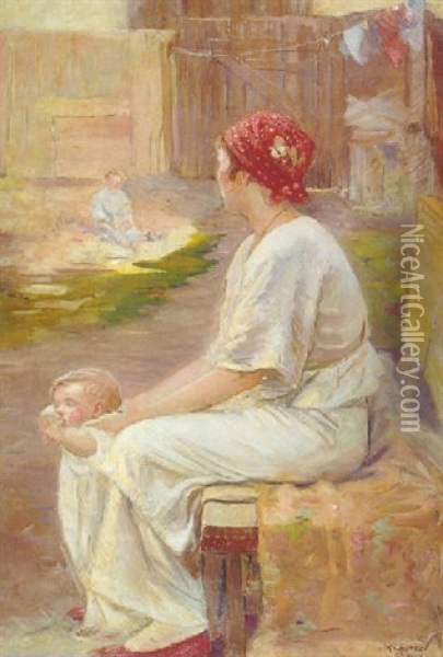 Mother And Child Oil Painting - Joseph Kleitsch