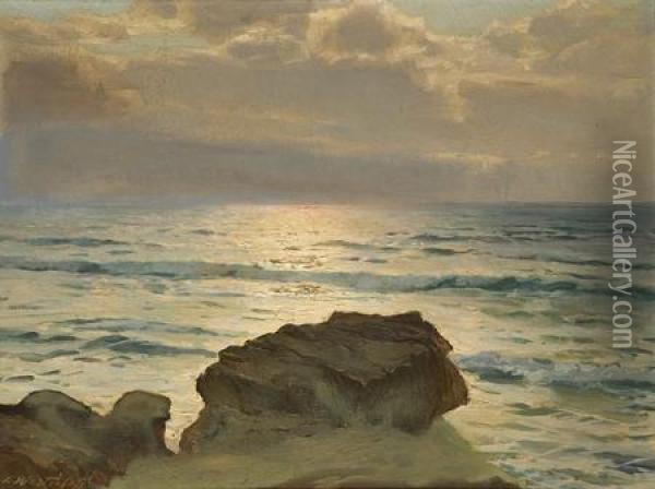 Rocky Seashore Oil Painting - Constantin Alexandr. Westchiloff