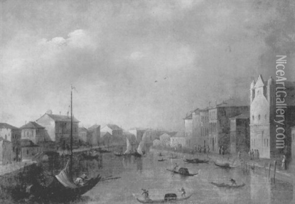 Vue D'un Canal A Venise Oil Painting - Giacomo Guardi