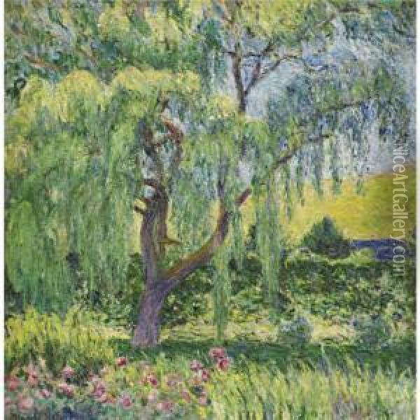 Giverny, Le Saule Et La Roseraie Oil Painting - Blanche Hoschede-Monet