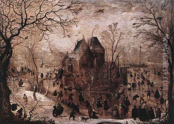 Winter Landscape 1605-10 Oil Painting - Hendrick Avercamp