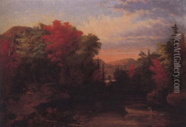 Autumn, Lake Memphramagog Oil Painting - Cornelius David Krieghoff