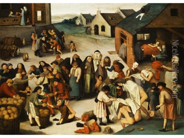 Die Sieben Barmherzigkeiten Oil Painting - Pieter Brueghel the Younger