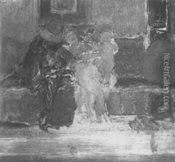 Figures Playing With An Infantin An Interior Oil Painting - Sir Lawrence Alma-Tadema