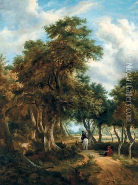 Rustics On A Country Path Oil Painting - John Berney Ladbrooke