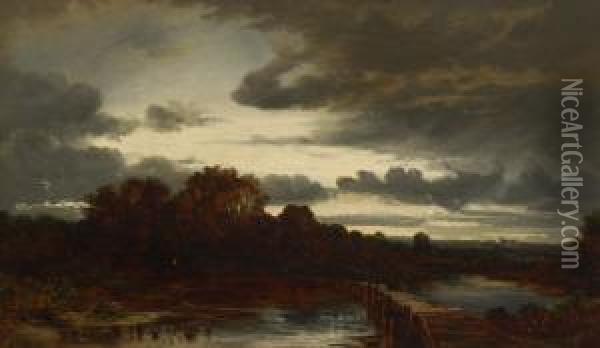 Abendlandschaft. Oil Painting - Eduard I Schleich