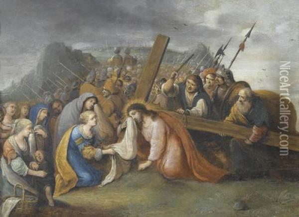 Veronika Reicht Christus Das Schweisstuch Oil Painting - Frans II Francken