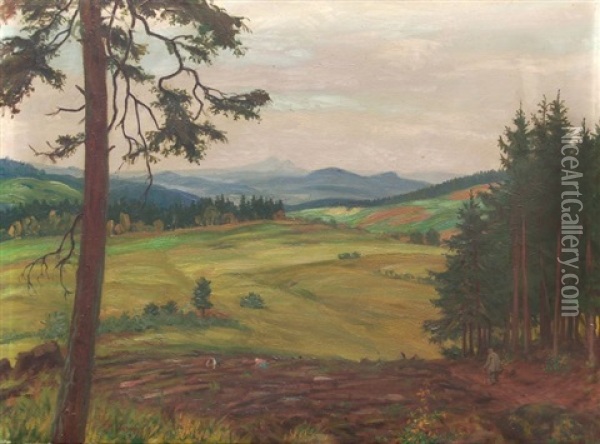Sachsische Herbstlandschaft Oil Painting - Julius Otto Fritzsche