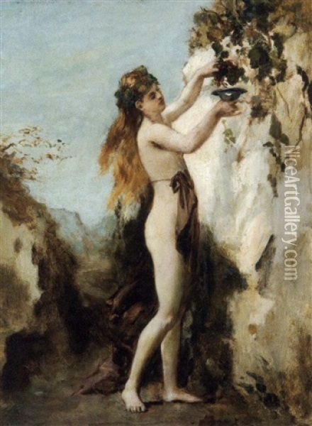 La Nymphe Cueillant Du Raisin Oil Painting - Henri Gervex