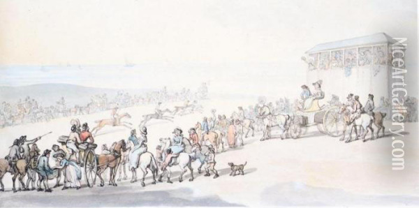 Brighton Races Oil Painting - Thomas Rowlandson