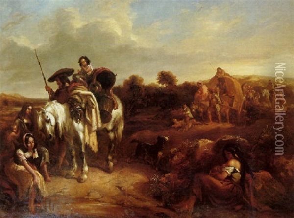 Gypsies Oil Painting - Hablot Knight (Phiz) Browne