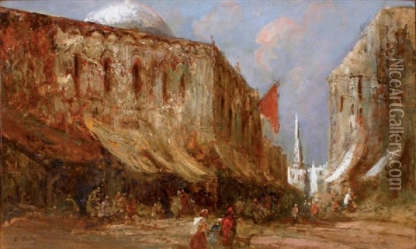 Rue Animee A Constantinople Oil Painting - Edouard-Jacques Dufeu