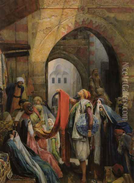 A Cairo Bazaar - The Della 'l' Oil Painting - John Frederick Lewis