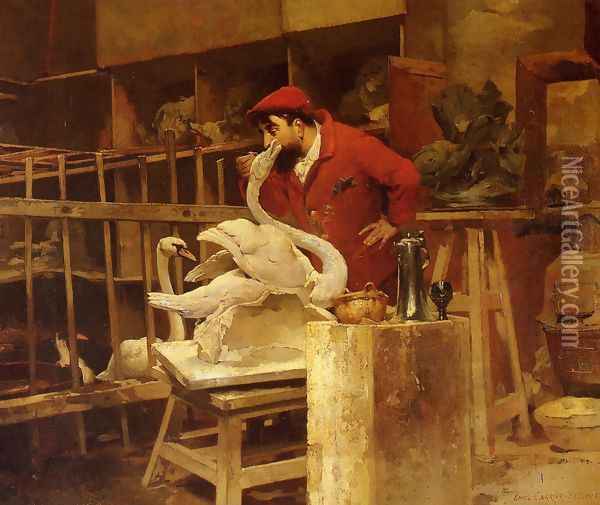 The Animal Sculptor Oil Painting - Louis Robert Carrier-Belleuse