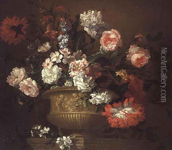 Still Life of Flowers in an Urn Oil Painting - Pauwel Casteels