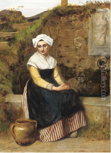 At The Well Oil Painting - Charles Sillem Lidderdale