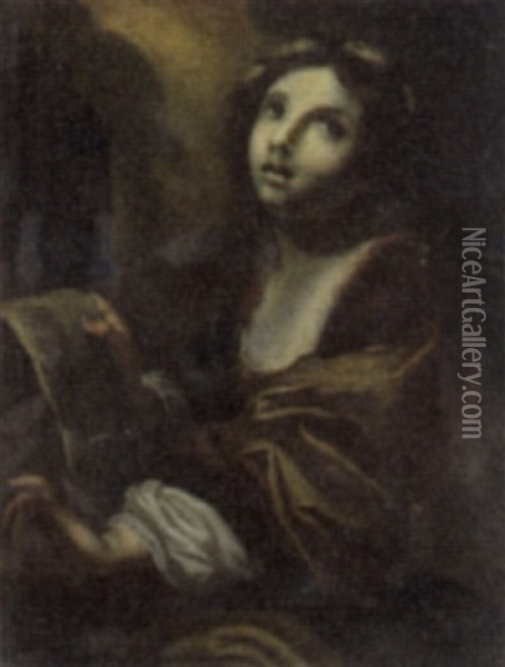 Portrait Of St. Cecilia Oil Painting - Simone Pignoni