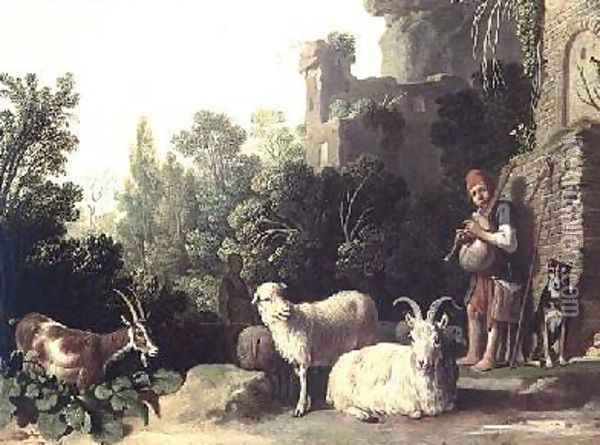Goatherd playing the bagpipes Oil Painting - Claes Cornelisz Moeyaert