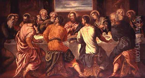 The Last Supper, mid 1540s Oil Painting - Jacopo Tintoretto (Robusti)