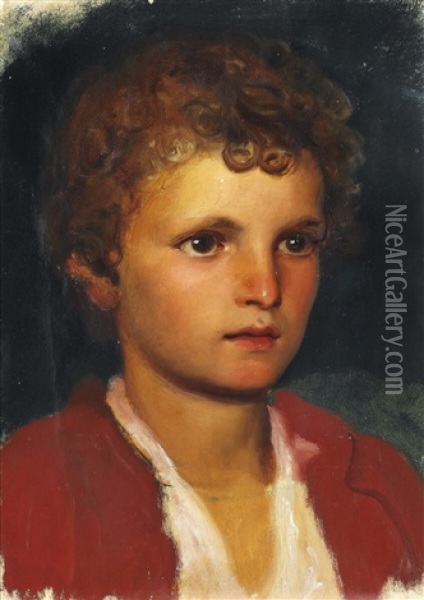 An Italian Boy With Curly Hair And Big Brown Eyes Oil Painting - Lorenz Frolich
