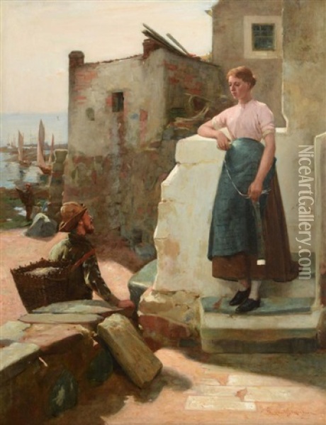 Seaside Flirtation Oil Painting - James Coutts Michie