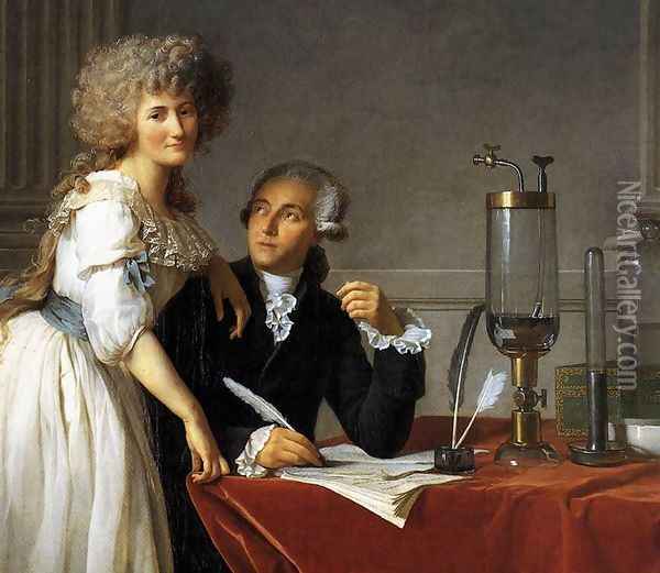 Portrait of Antoine-Laurent and Marie-Anne Lavoisier (detail) 1788 Oil Painting - Jacques Louis David