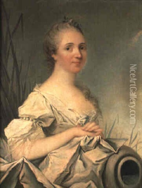 Portrait De Jeune Femme En Source Oil Painting - Louis Richard Francois Dupont