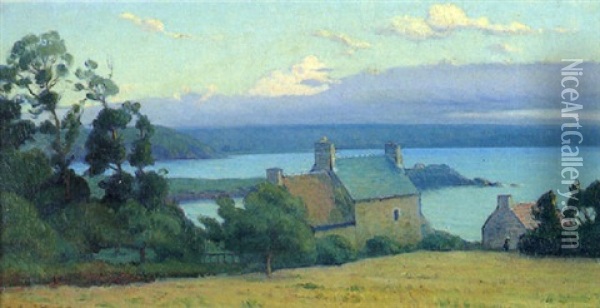 Ferme Au Bord De Mer, Bretagne Oil Painting - Charles Victor Guilloux