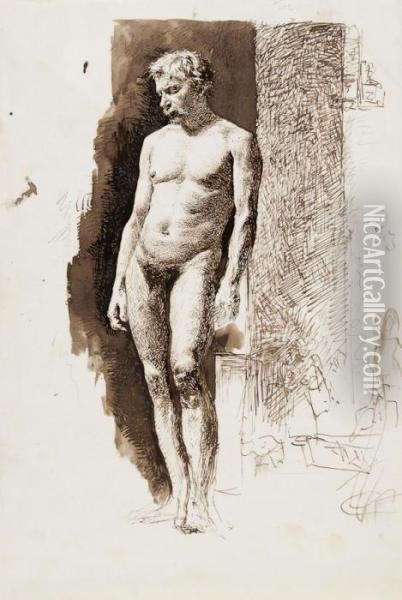 Nudo Virile In Piedi Oil Painting - Mariano Jose Maria Bernardo Fortuny y Carbo
