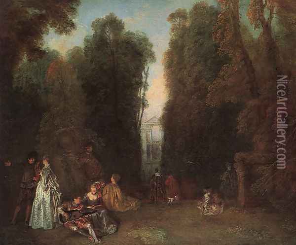 View Through the Trees in the Park of Pierre Crozat (or La Perspective) Oil Painting - Jean-Antoine Watteau